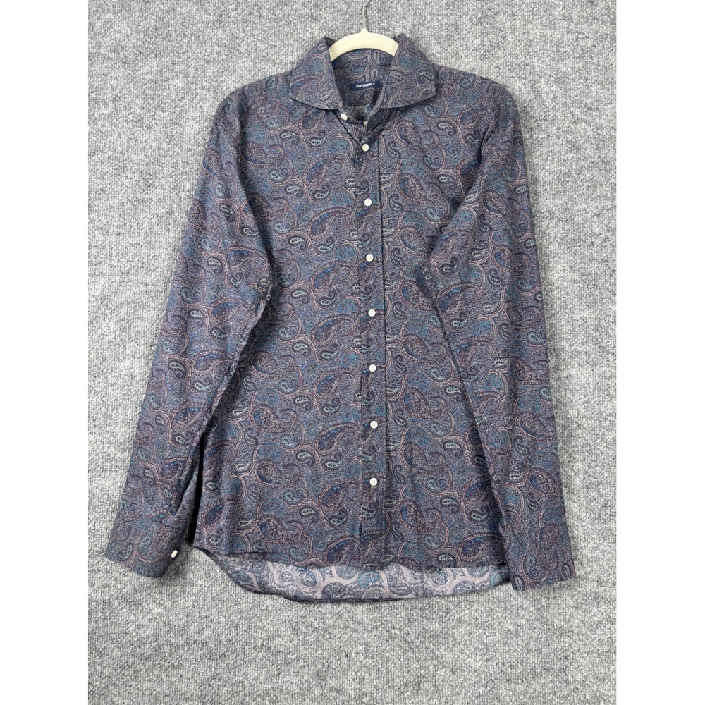 Suitsupply Shirt Mens 15.5/39 Purple Blue Paisley‎ Button Down Tessitura Monti